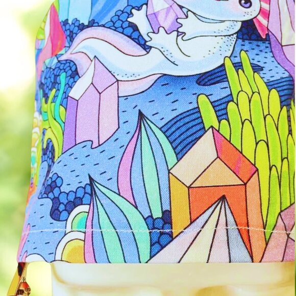 Axolotls and Crystals PREMIUM Euro Scrub Cap~ Unisex Nurse Cap, Scrub Hat, Scrub - Picture 2 of 4